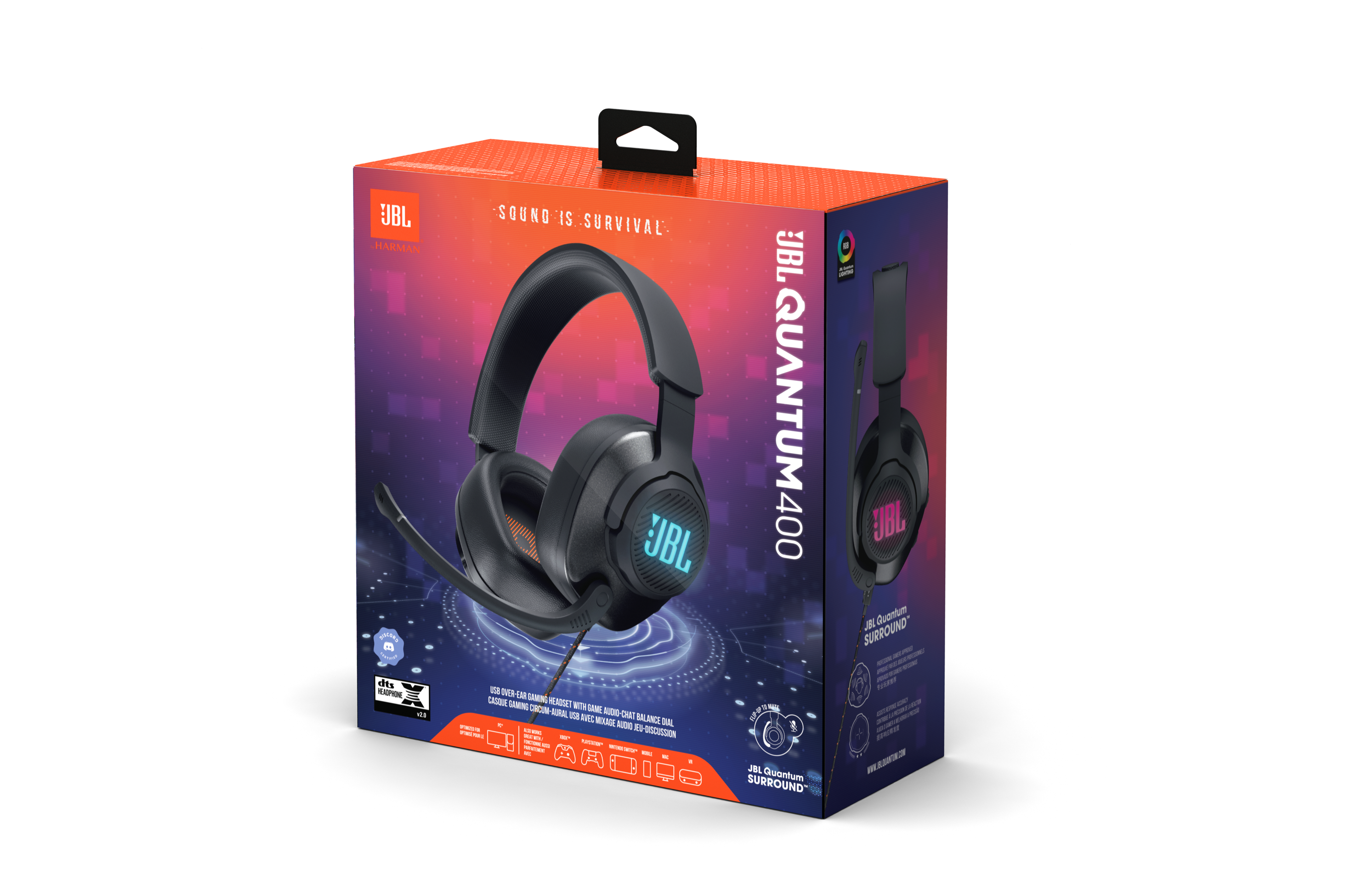JBL Quantum 400 - Black - USB over-ear PC gaming headset with game-chat dial - Detailshot 15